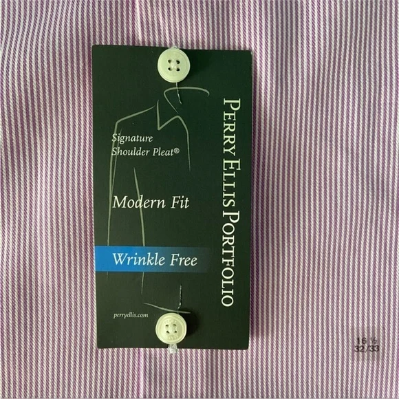 NWT Perry Ellis Purple Striped Dress Shirt - Picture 8 of 11